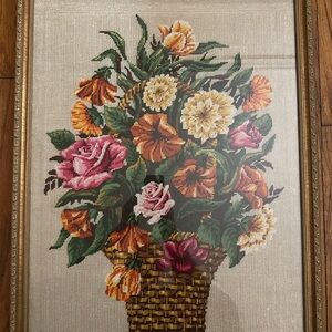 Floral Needlepoint Wall Art